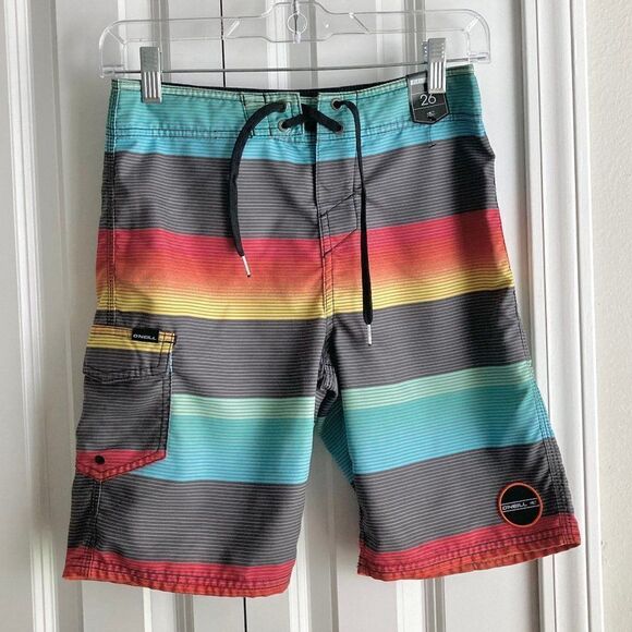O'Neill Men's Rainbow Stripe Swim Board Shorts Size 26 NWT